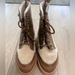 Ulla Johnson Brown and Cream Combat Boots